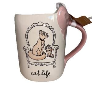 Rae Dunn Disney The Aristocats Marie and Mom "Cat Life" Pink Bow 18oz Mug NEW